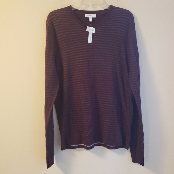 Calibrate Nordstrom Burgundy Oversized Striped Sweater - Picture 2 of 11